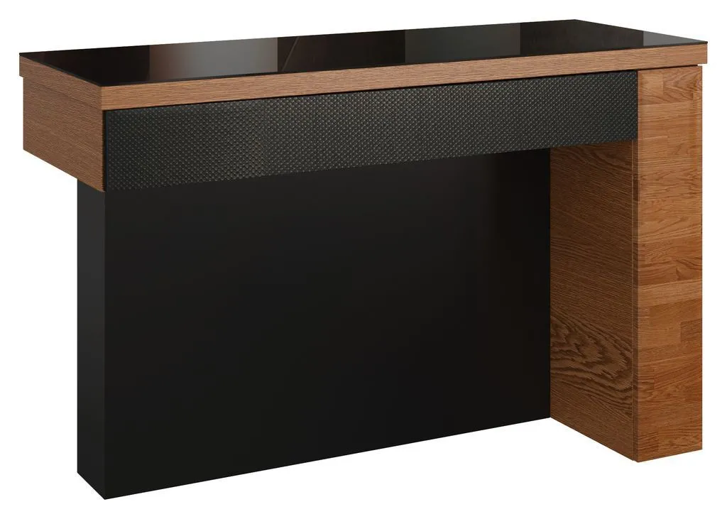 Schminktisch "Postira" 41, Farbe: Walnuss / Schwarz, teilmassiv - Abmessungen: 79 x 119 x 50 cm (H x B x T)